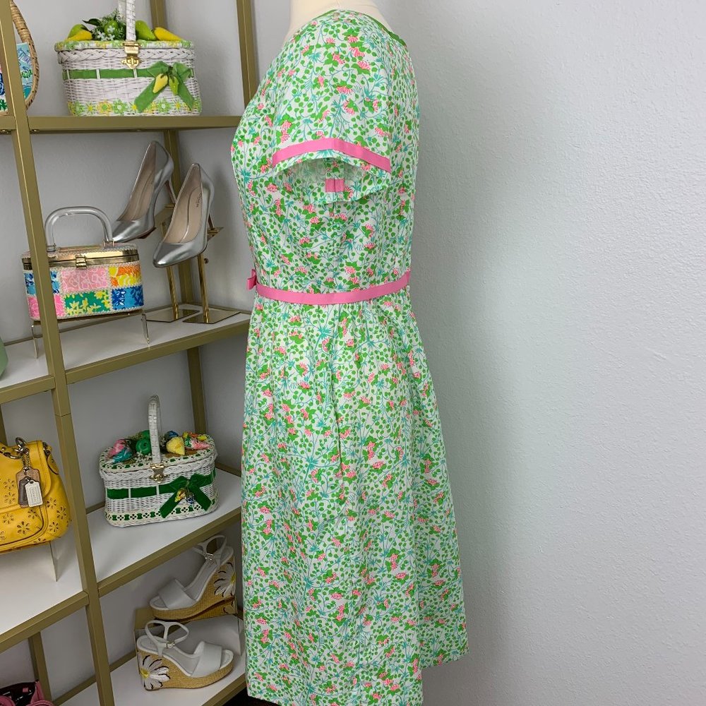 Vintage "The Lilly" Lilly Pulitzer 1960's Pink & Green Floral Dress Size Medium - Picture 6 of 16